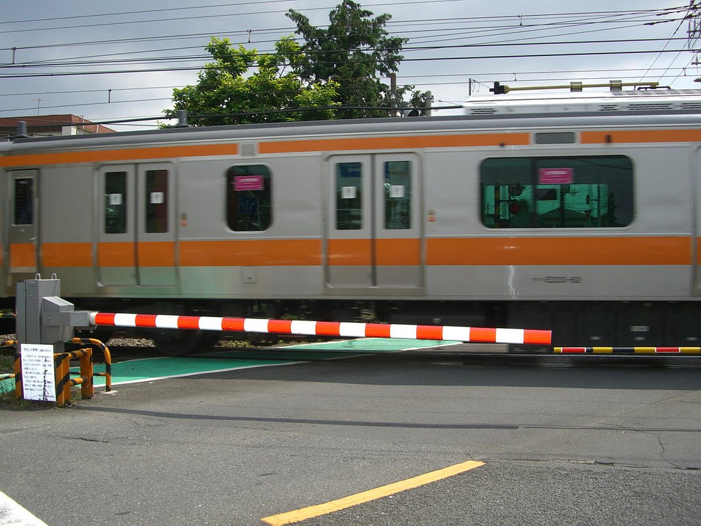 踏切の赤白遮断棒