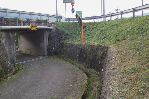 草刈をした農道のトンネル付近