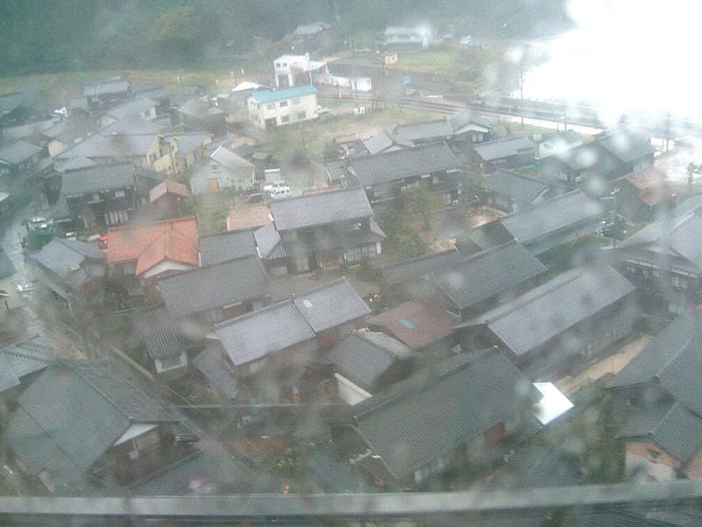 雨の余部鉄橋からの風景