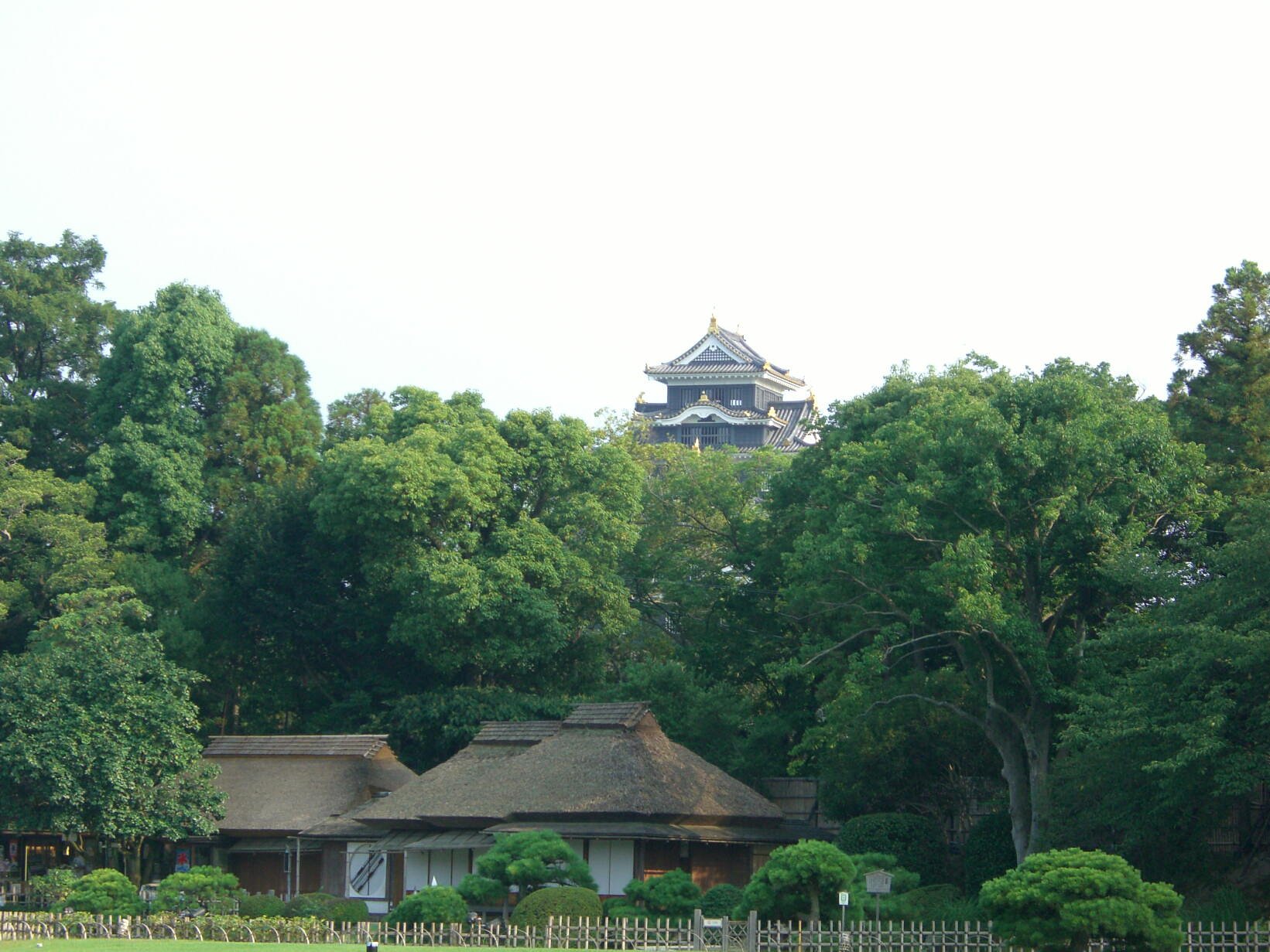 岡山城と後楽園の風景