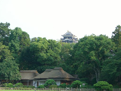 岡山城と後楽園の風景