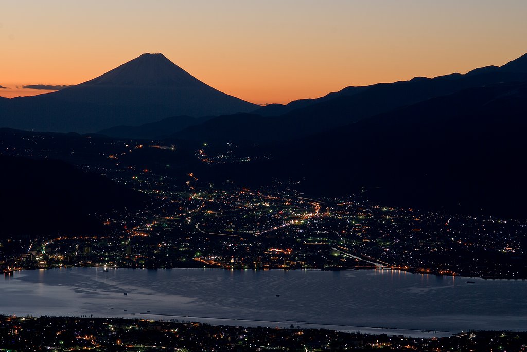 諏訪湖と富士山