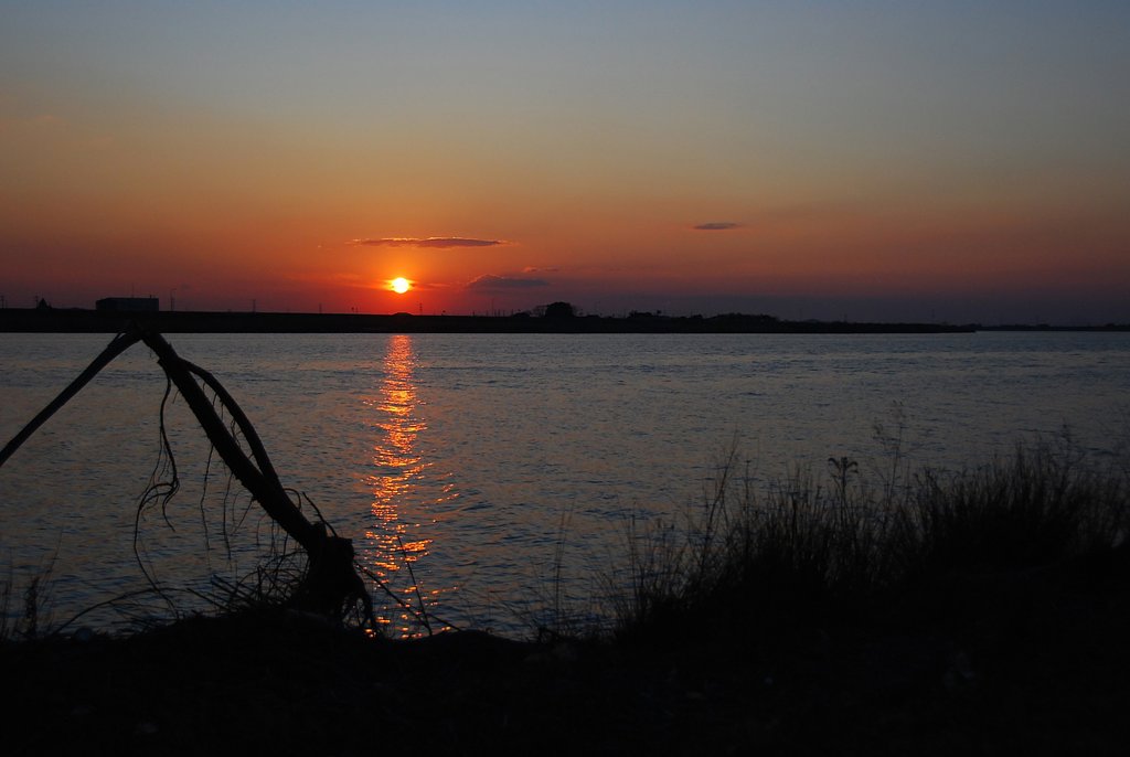 利根川べりで見た夕暮れ②