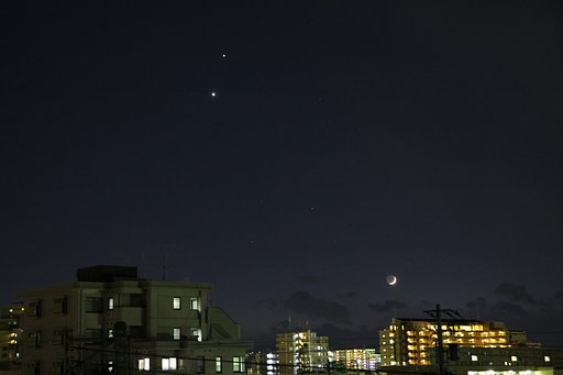 木星と金星と地球照