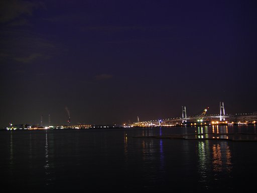夜景にチャレンジ　山下公園からの海方向