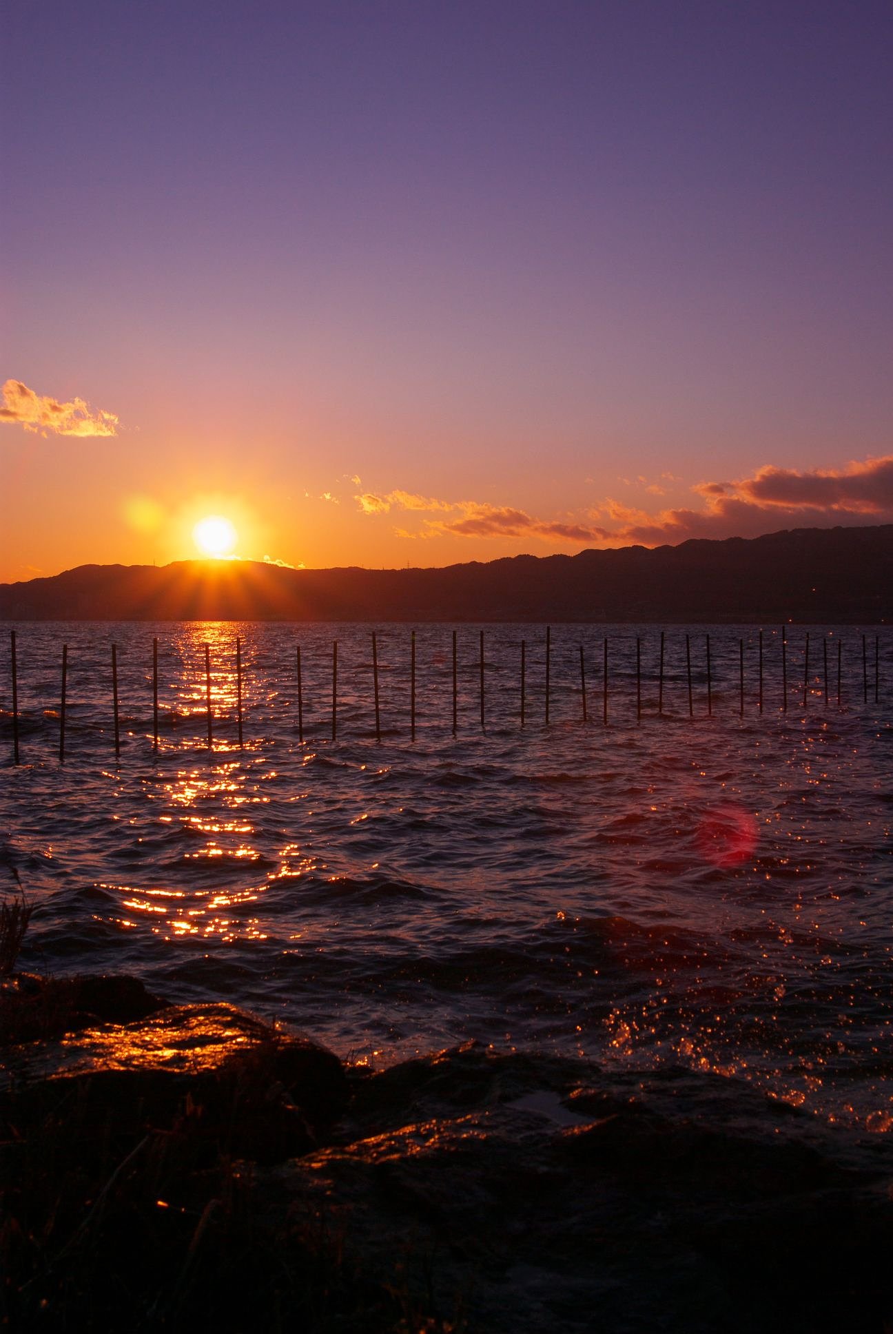 琵琶湖の夕暮れ