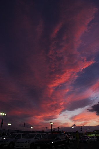 駐車場の夕焼け