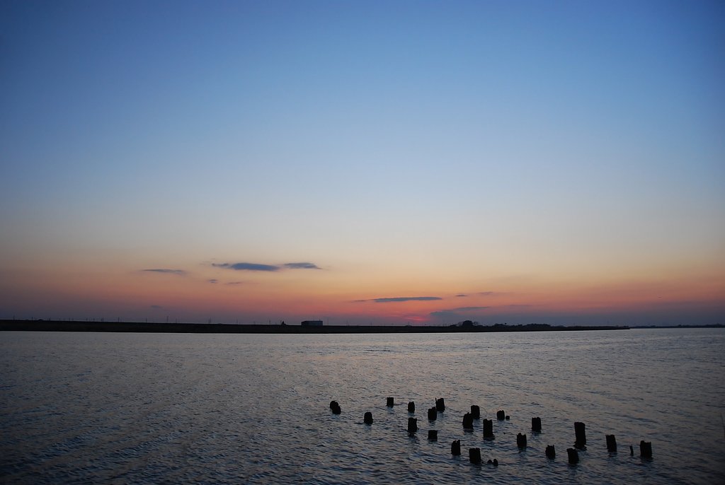 利根川べりで見た夕暮れ