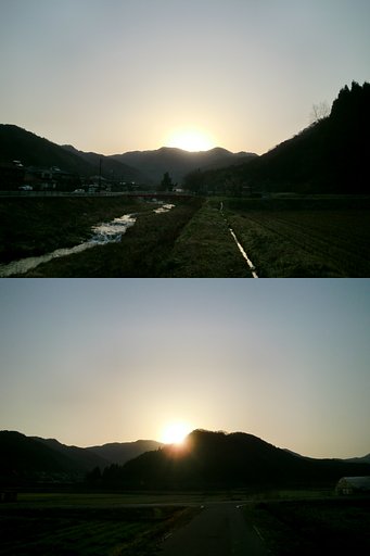朝日の出前と日の出