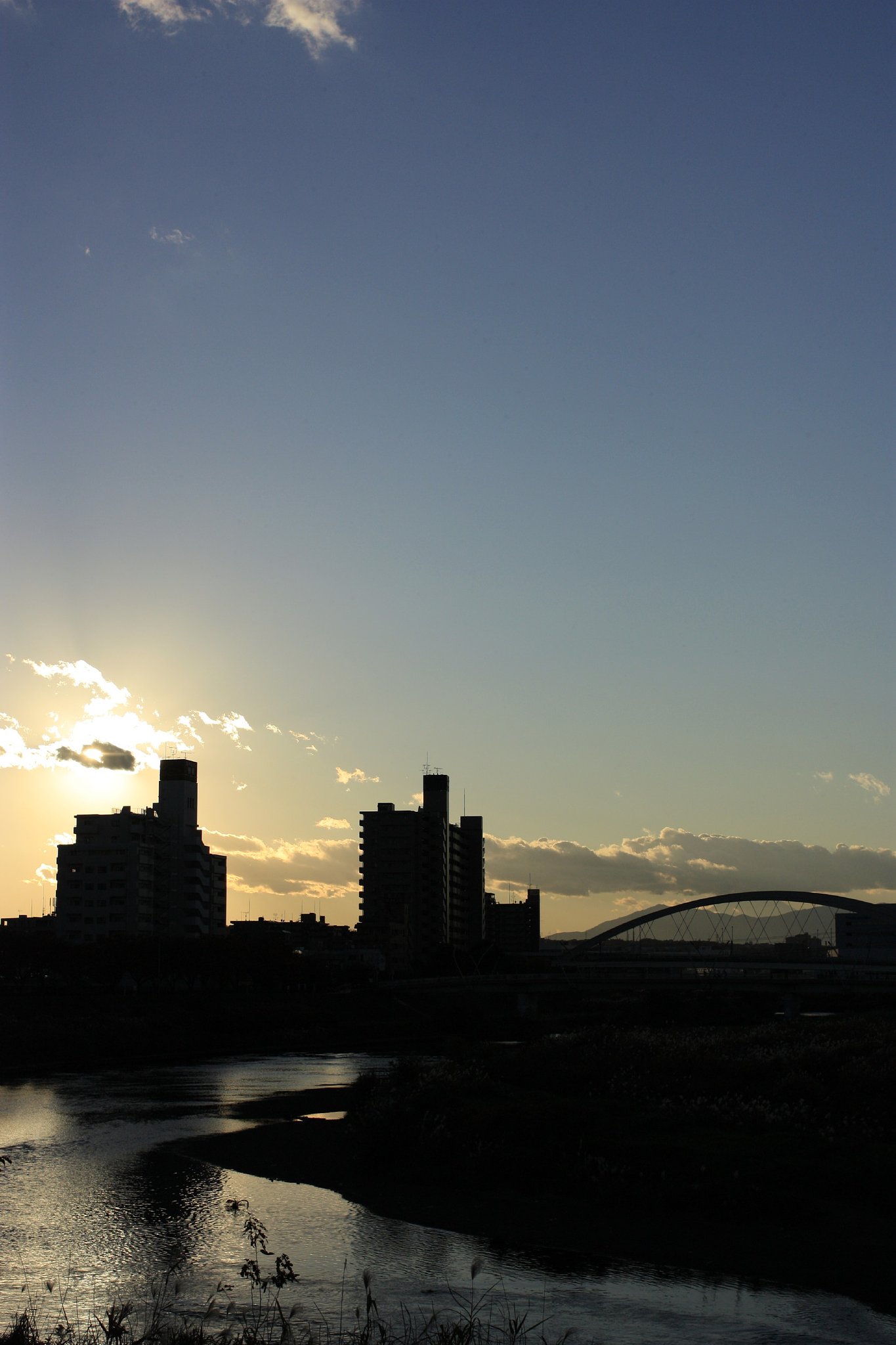 夕暮れと川