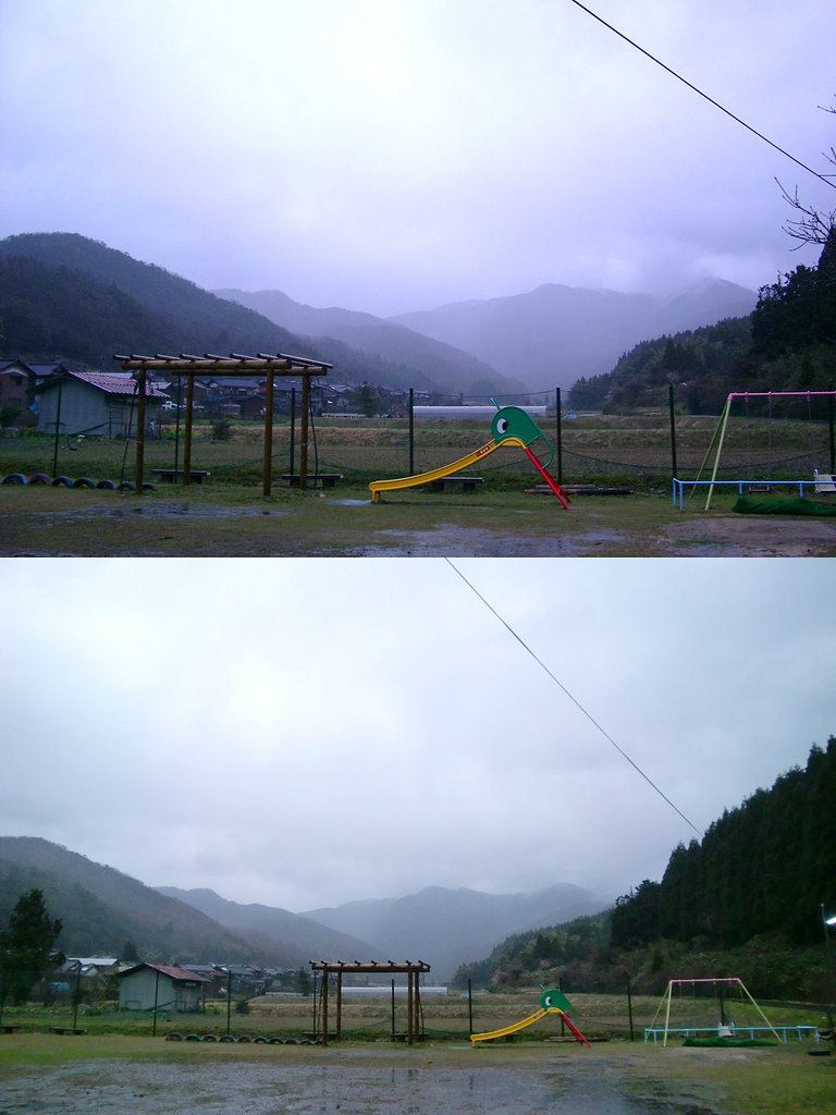 冷たい北風と雨が！