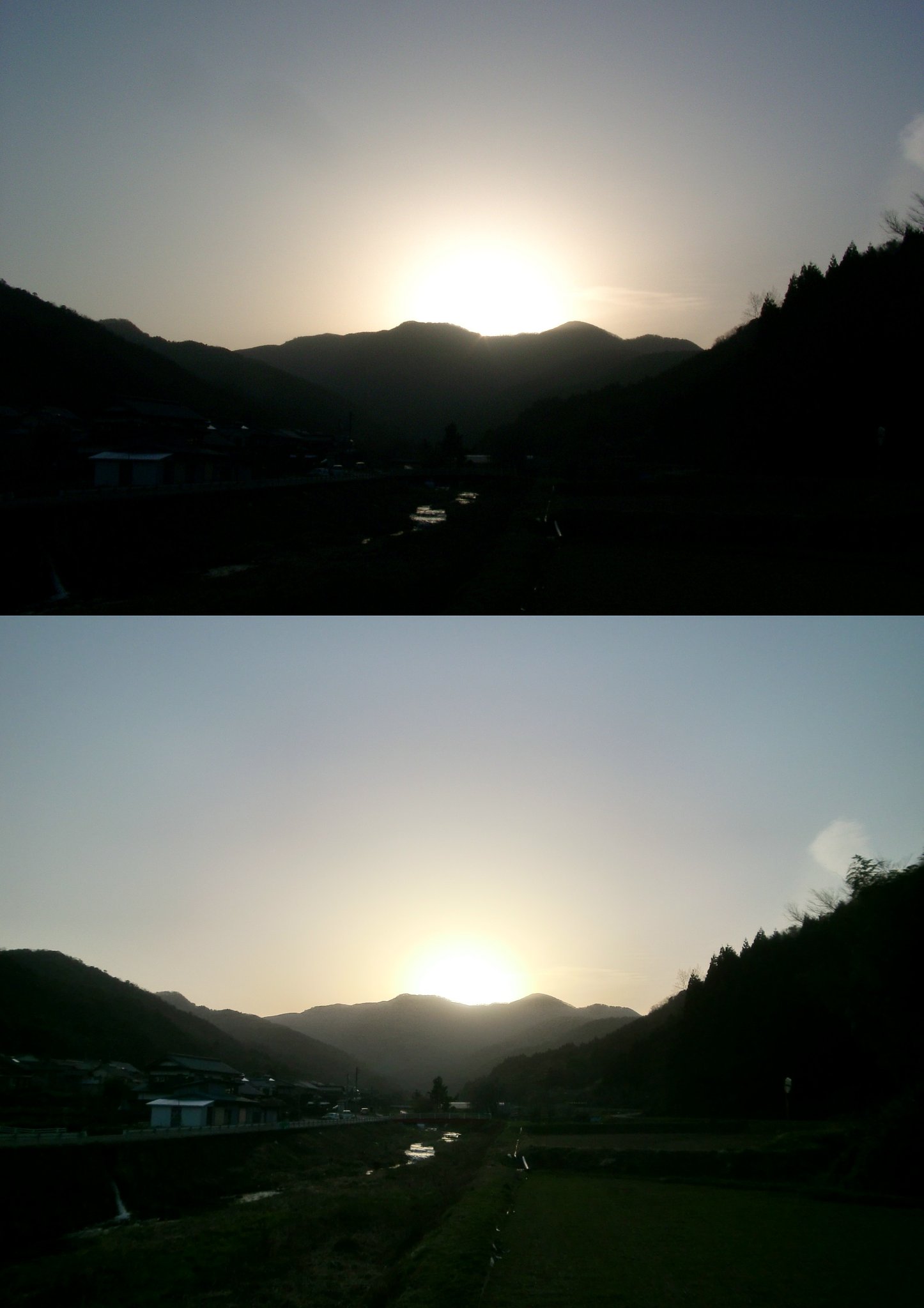 快晴の素晴らしい朝日の出！