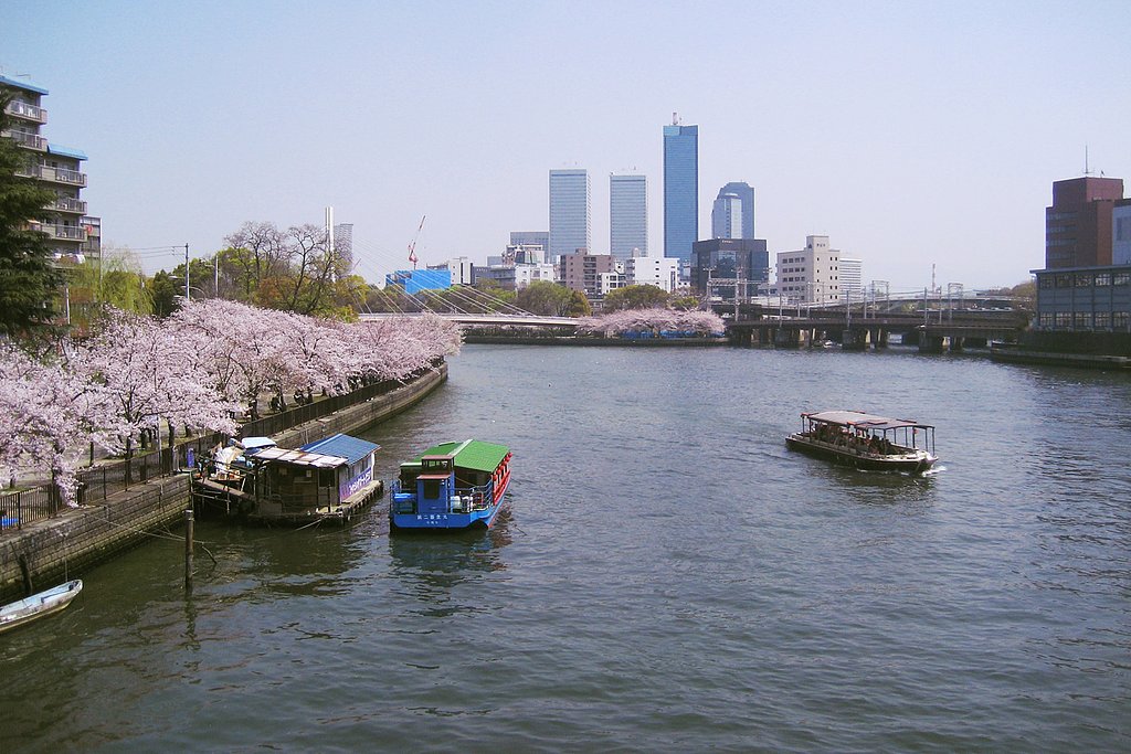 土佐堀川の花見舟