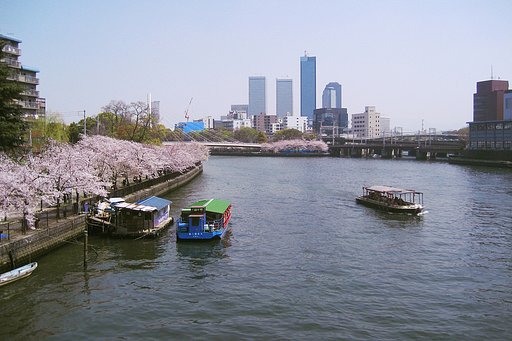 土佐堀川の花見舟