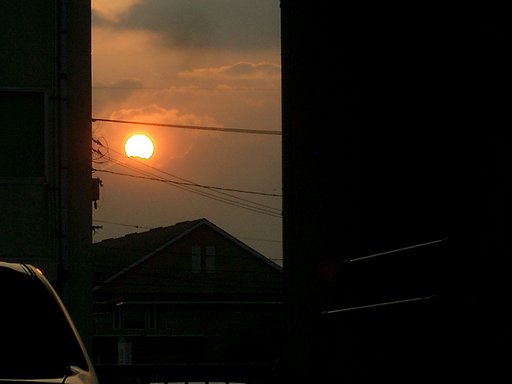 隙間の夕日
