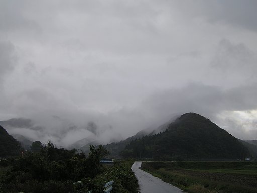雨降りの日の朝日ので?