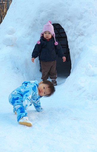 都会で雪遊び