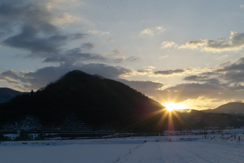 雪の中の日の出が見られました。