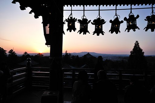 二月堂からの夕日