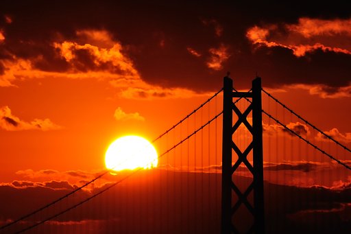 橋と夕日