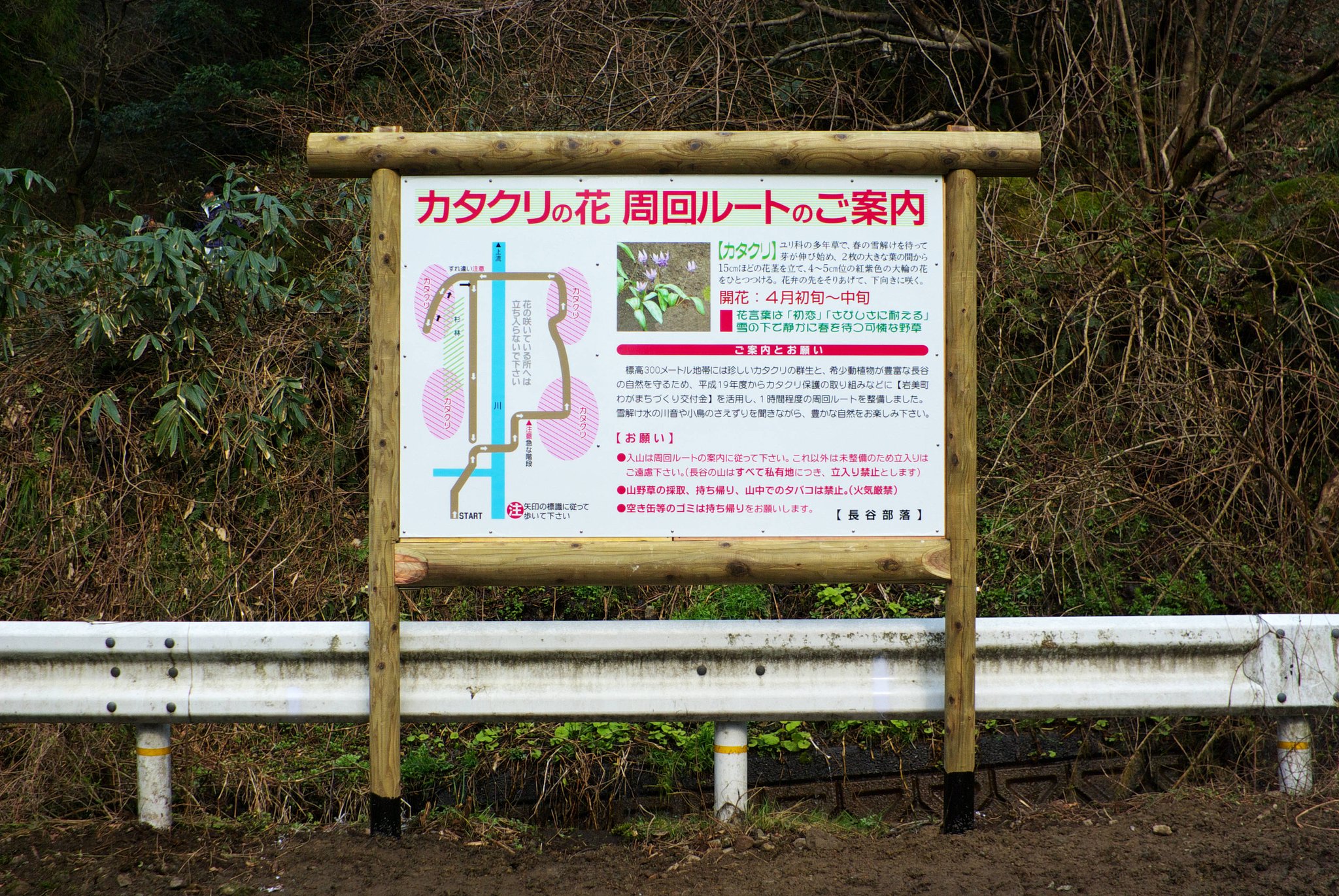 カタクリ観光コースの看板