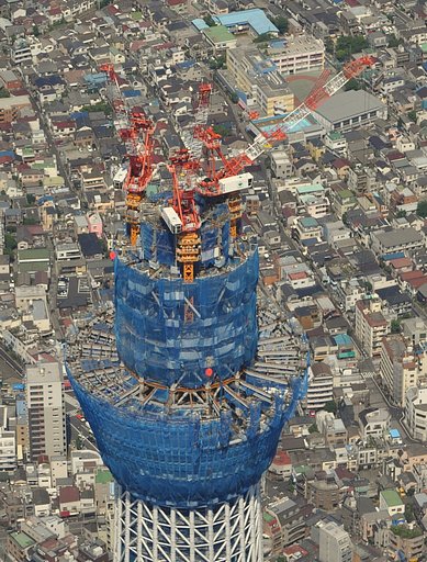 東京スカイツリー展望台工事風景