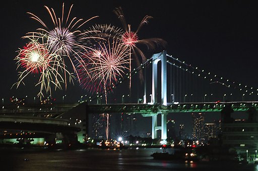 東京湾大華火祭ネガ対ポジ