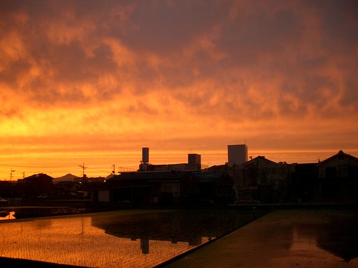 夕空が【燃】える