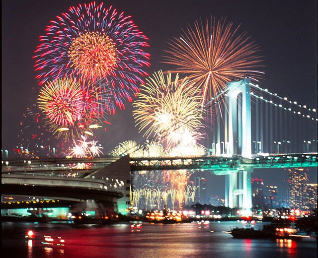 東京湾大華火祭ネガ対ポジ