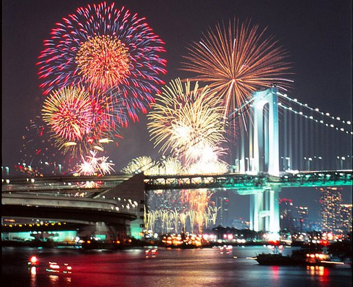 東京湾大華火祭ネガ対ポジ