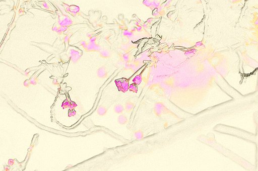 桃の花を水彩っぽく
