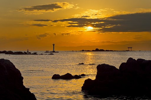 海と夕日