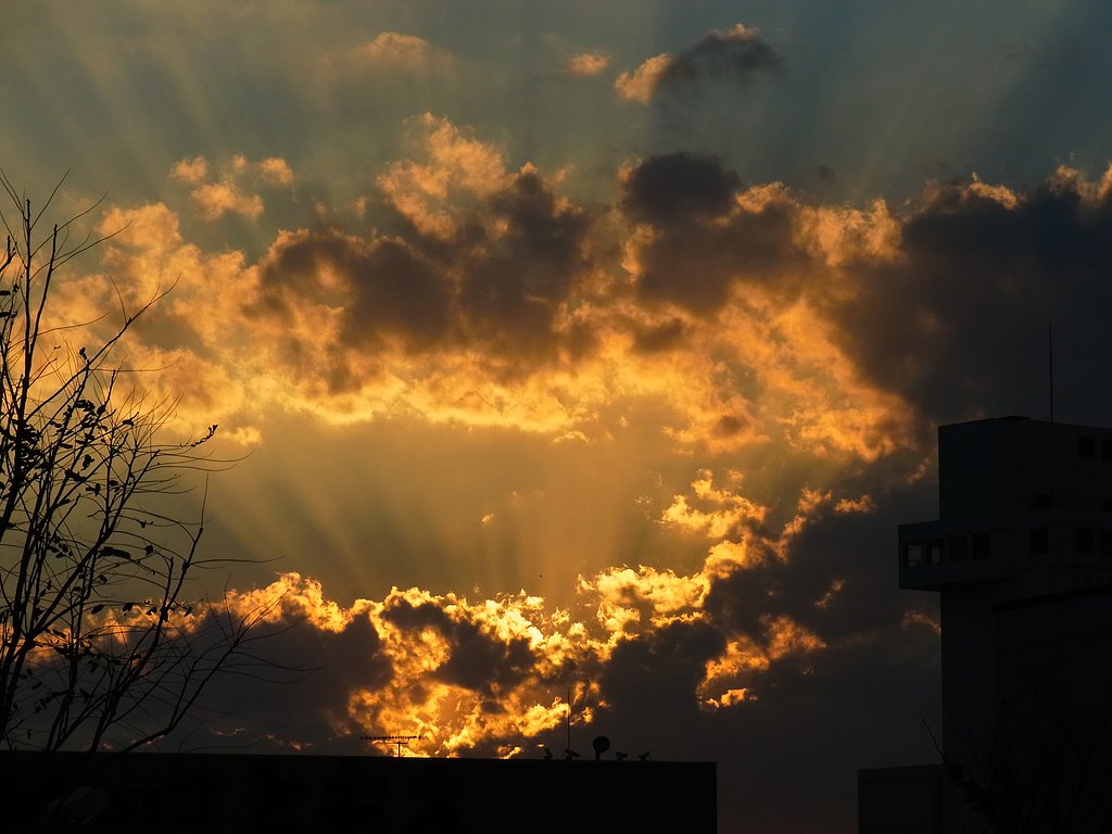 夕暮れの光芒