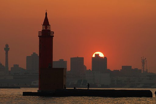 今日の夕日です