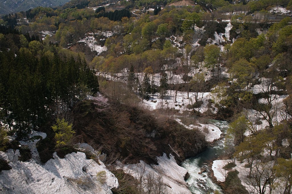 春の月山