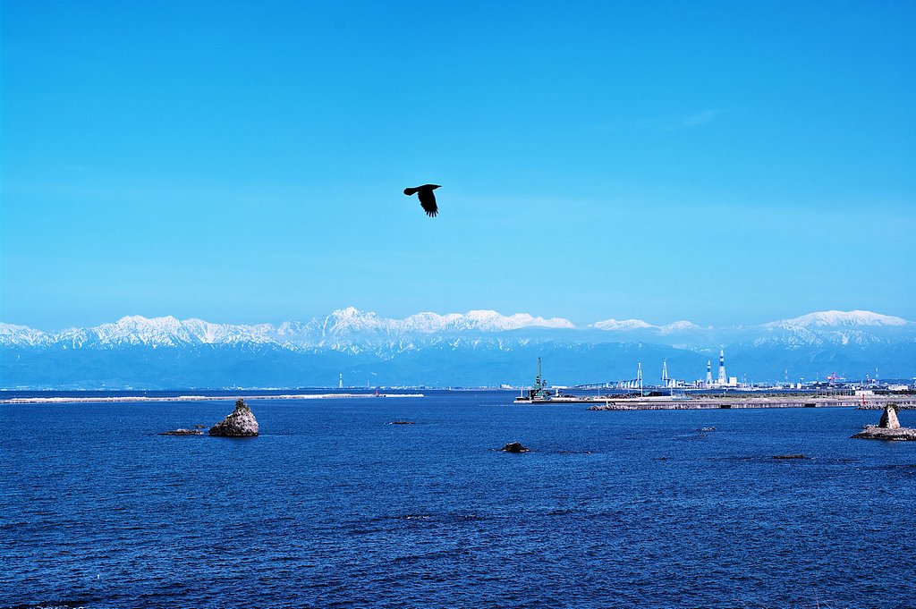 【質】　青い空白い山青い海
